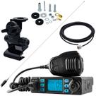 Rádio Móvel Px 80 Canais Antena Inox 1,40 metros Cabo 5,5m Suporte Porta Malas Capô Parafusos Anti-Furto