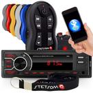Rádio MP3 Som Automotivo Bluetooth Universal 1 Din LED Vermelho 2 USB Auxiliar Carrega Celular