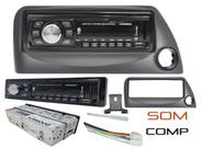 Radio Mp3 Som Automotivo e Moldura Ford Ka Din 1 azul