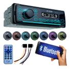 Rádio para carro Aparelho de Som Automotivo toca MP3 Bluetooth 2 entradas USB Auxiliar P2 painel iluminado RGB 7 Cores