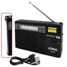Rádio Portátil FM/AM/SW1-2 C/Lanterna E Bateria Recarregável LE-607 Cor:Preto