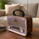 Radio Portátil Lanterna Caixa De Som Recarregável LEDs USB