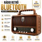 Rádio Portátil Retrô Bluetooth AM FM USB SD Cartão TF Bateria Recarregável Som Potente Vintage Estilo Antigo Rádio FM