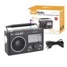 Rádio Retro Am Fm 9 Faixas Elétrico E Pilha Usb Bluetooth Preto 127 220v