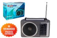 Rádio Retrô Portatil 4 Faixas Livstar Am/Fm 3W a Pilha e Energia Alto-Falante Alta Qualidade