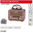 Rádio retro portátil grasep AM FM SW 10W RMS DF12BT