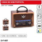 Rádio retro portátil grasep AM FM SW 10W RMS DF14BT