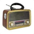 Radio Retro Vintage AM FM Bluetooth USB Recarregavel com Lanterna
