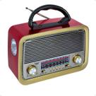 Radio Retro Vintage AM FM Bluetooth USB Recarregavel com Lanterna