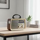 Rádio Retrô Vintage Portátil Bluetooth com FM AM USB e Bateria Recarregável