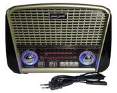 Radio Retro Vintage Portátil FM/AM com Bluetooth/USB/Entrada para Pendrive, Bivolt 110/220V, Cabo de Energia Led