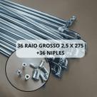 Raio De Bicicleta Grosso 2,5 X 275mm Aço Zincado 36 Unidades