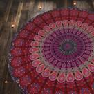 RAJRANG Manta Redonda Pequena de Tecido Mandala Chakra Boho Hippie, Toalha de Mesa de Algodão Puro para Praia, Piquenique e Camping - Rosa e Roxo - 48 polegadas RAJRANG Manta Redonda Pequena de Tecido Mandala Chakra Boho Hippie, Toalha de Mesa de Algodão Puro para Praia, Piquenique e Camping - Rosa e Roxo - 48 polegadas
