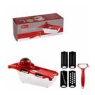 Ralador e Fatiador 6 Peças com 4 Lâminas - Vermelho