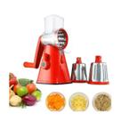 Ralador Vermelho 3 Lâminas Manivela Fatiador Queijo Legumes - 123 Utilidades Ralador Vermelho 3 Lâminas Manivela Fatiador Queijo Legumes - 123 Utilidades
