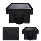 Ralo 10x10 Inox Polido 2 em 1 Cola Piso com Caixa Anti Odor Rasa Quadrada Preto