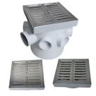 Ralo 15x15 Inox Escamoteavel Veneziana com Base Plástico Cinza e Caixa Sifonada 150mm