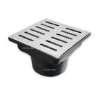 Ralo 15x15 Pluvial Inox com Coletor Saída Baixa 100mm Jardim Quintal - Ficone Decor