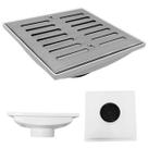 Ralo 20x20 Inox 304 com Abre Fecha Cocho Branco Saída de 75mm