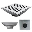 Ralo 20x20 Inox 304 com Abre Fecha Coletor Cinza Saída de 75mm