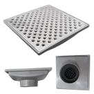 Ralo Anti Cheiro 20x20 Alumínio Perfurado Bolinha Coletor Cinza Saída Baixa para tubo de 100mm