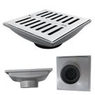 Ralo Anti Cheiro 20x20 Inox 304 com Abre Fecha Coletor Cinza Saída de 100mm
