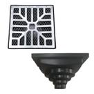 Ralo Anti Cheiro Aluminio 15x15 Concova com Tela e Coletor Preto Saída Adapt de 40mm até 100mm