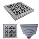 Ralo Anti Odor Inox 304 modelo 15x15 Dubai Tela e Coletor Cinza Saída Adapt de 40mm até 100mm