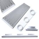 Ralo Apartamento Sacada Laje 15x50 Inox Polido Espelhado Bolinha Coletor Raso 3cm Profundidade Branco