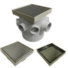 Ralo Banheiro Inteligente 15x15 modelo 2 em 1 Inox Invisível Base Plástica Bege + Caixa Sifonada 150mm