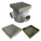 Ralo Banheiro Inteligente 15x15 modelo 2 em 1 Inox Invisível Base Plástica Bege + Caixa Sifonada 150mm