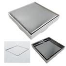 Ralo Banheiro Inteligente 15x15 modelo 2 em 1 Inox Invisível com Base Plástica Branca Sifonado