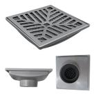 Ralo Cinza Anti Cheiro 20x20 Aluminio Concavo Saída 100mm Sifonado e Tela Anti Insetos