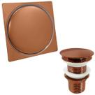 Ralo Click 10x10 Rose Gold Inox Valvula Ralo De Pia 1 1/4 Kit Banheiro Luxo Ralo Quadrado 10cm Valvula Click Para Escoamento Pia 40mm Lavatorio Lavabo