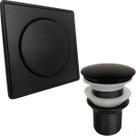 Ralo Click E Porta Grelha 15x15 Valvula Click 1 1/4 Aço Inox Kit Banheiro Completo Preto Fosco Caixilho Quadrado 15cm Ralo Escoamento Pia 40mm Black