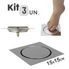 Ralo Click Inteligente 3 Un. Aço Inox Pop Up Banheiro 15x15