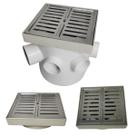 Ralo de Banheiro 15x15 Inox Abre Fecha Veneziana 15x15 Base Bege e Caixa Sifonada 150mm