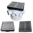 Ralo de Banheiro 15x15 Inox Abre Fecha Veneziana 15x15 Base Preto e Caixa Sifonada 150mm