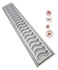 Ralo Grelha Linear 10x50cm Elite Anti Insetos Em Alumínio Com Aro De Fixação