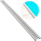Ralo Grelha Linear Infinito 1 metro E 20cm Aço Inox 304 Escovado Ralo Para Area Externa Borda Piscina Quintal Varanda Com Caixilho 1,2M x 7cm Vazado