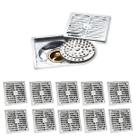 Ralo Inox Kit 10 Uni Banheiro Escoamento 10x10 Lavabo Cozinha Lavanderia Drenagem Anti Odor Anti Inseto Resistente