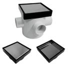 Ralo Inteligente 10x10 modelo 2 em 1 Inox Invisível com Base Preta + Caixa Sifonada 100mm