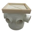 Ralo Invisível Sifonado 15x15 Bege Banheiro modelo Porcelanato Colar Piso com Caixa Sifonada 150 - Ficone Reis