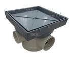 Ralo Invisível Sifonado 15x15 Cinza Banheiro modelo Porcelanato Colar Piso com Caixa Sifonada 100 - Ficone Reis