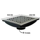 Ralo Jardim Quintal Inox Dubai 20x20 Saída 75mm e Tela