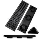 Ralo Laje 15x50 Plástico Conforto Térmico Preto Placa Antiresíduo Coletor Raso