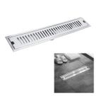 Ralo Linear 50cm Aço Inox Banheiro Area Externa Anti Odor Anti Inseto Lavabo Piscina Quintal Dreno Resistente Higienico