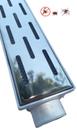 Ralo Linear 6x50 modelo Grelha Inox Polida Desenho Tracejado com Tela Anti Insetos e Coletor Branco - Ficone Reis