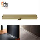 Ralo Linear Banheiro Oculto 7x50 Invisível Sifonado Saída DN 50mm Bege