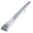 Ralo Linear Banheiro Seca Box 5x50 Inox Ondas Espelhado Coletor Branco com Sifão